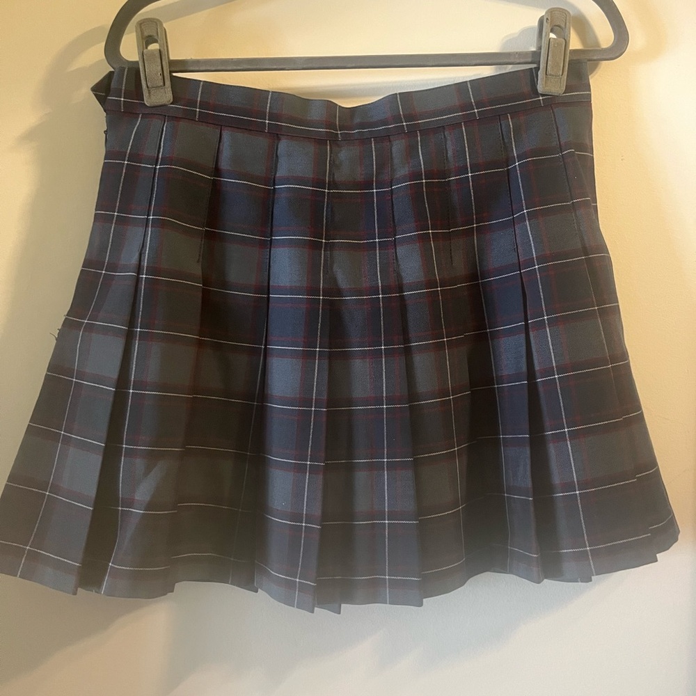 American Apparel Navy and Red Plaid Mini Skirt